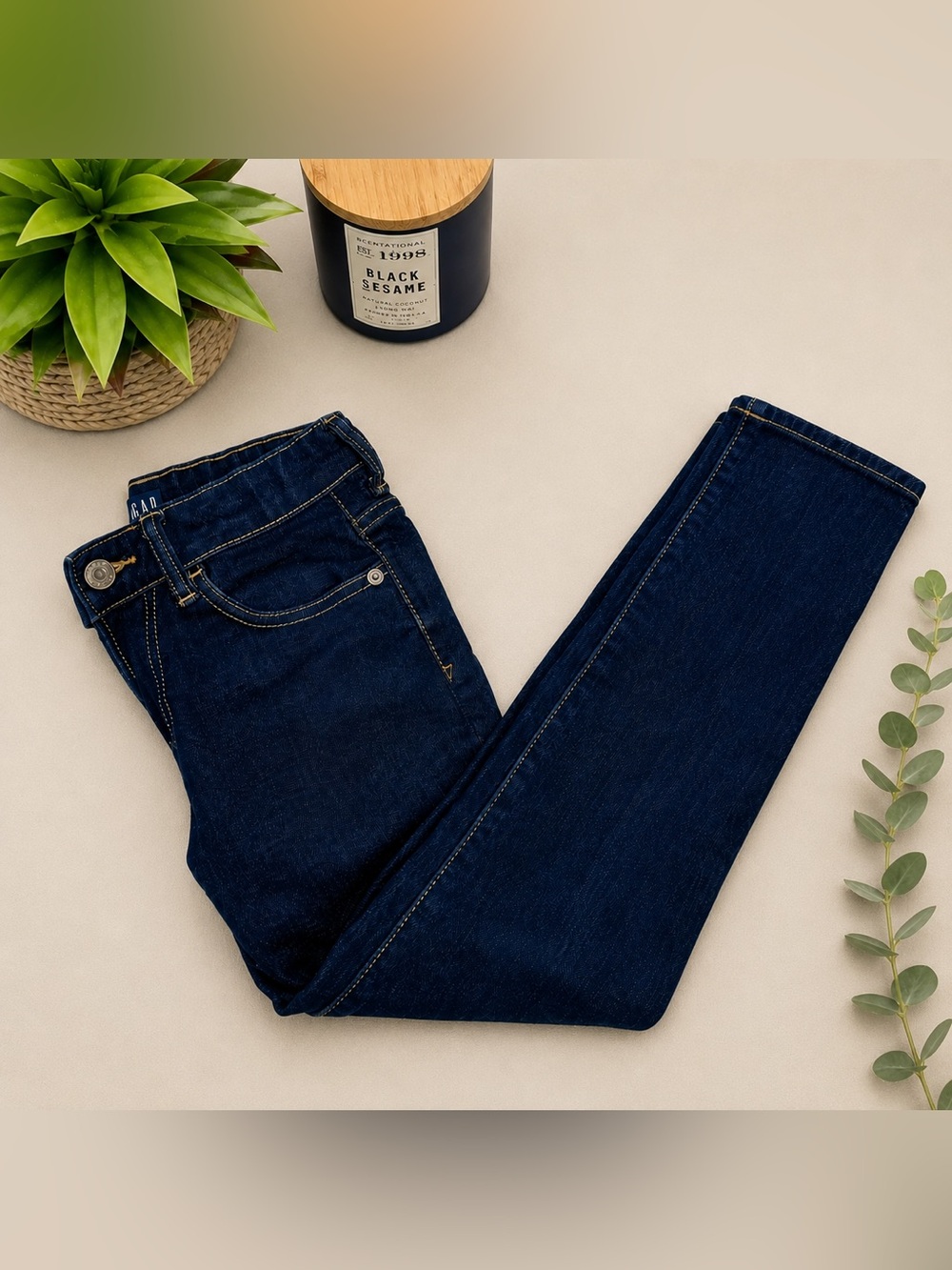 GAP Kids Dark Wash Stretch Skinny Jeans Adjustable Waist Boys Size 7